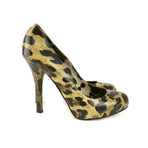 DOLCE & GABBANA: Brown Leather Leopard Print Heels - Picture 6 of 10